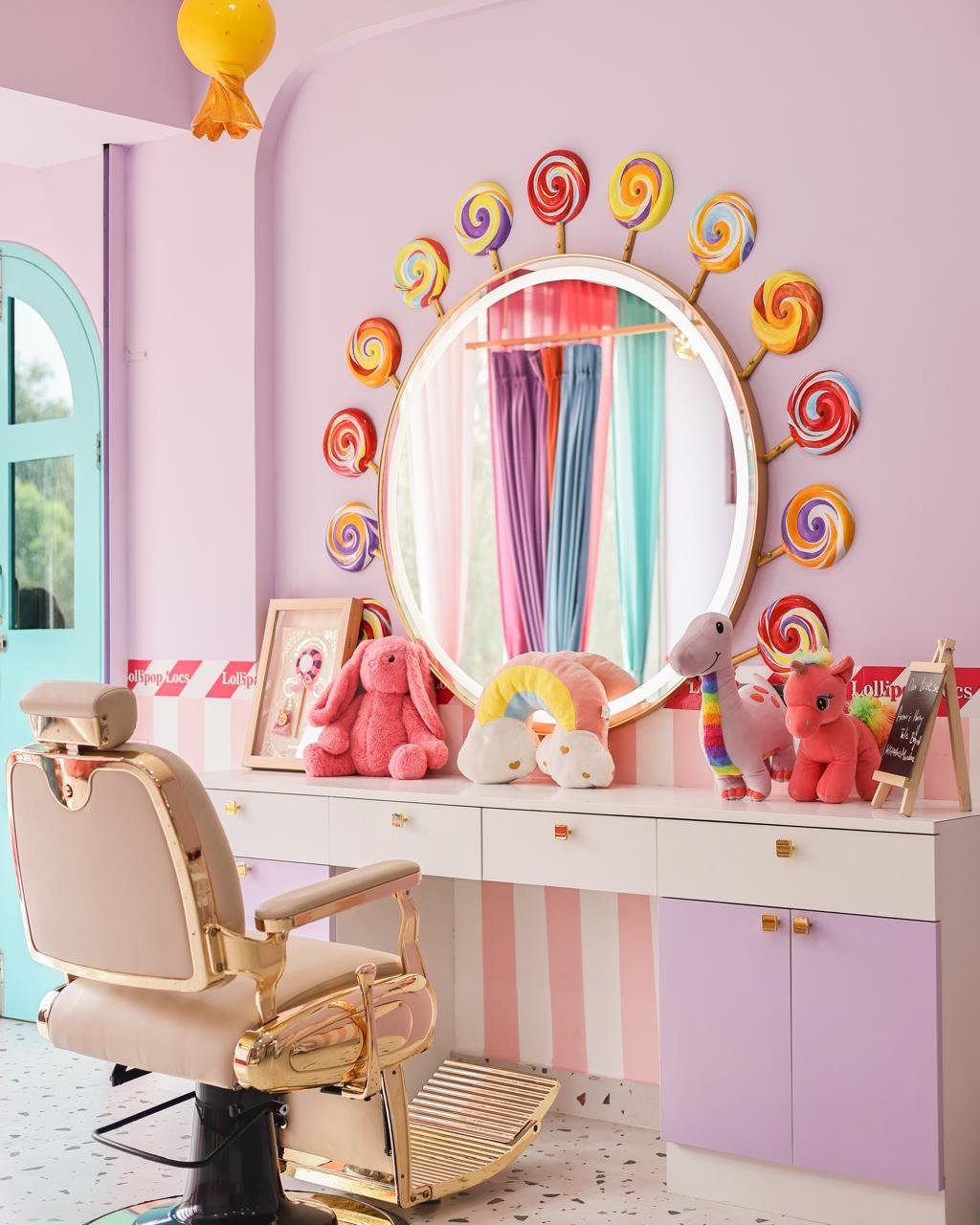 Happy baby getting a haircut